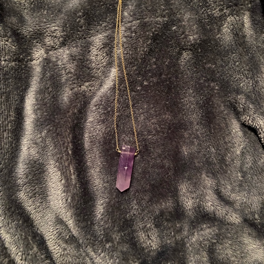 Purple large amethyst Crystal Pendant Necklace